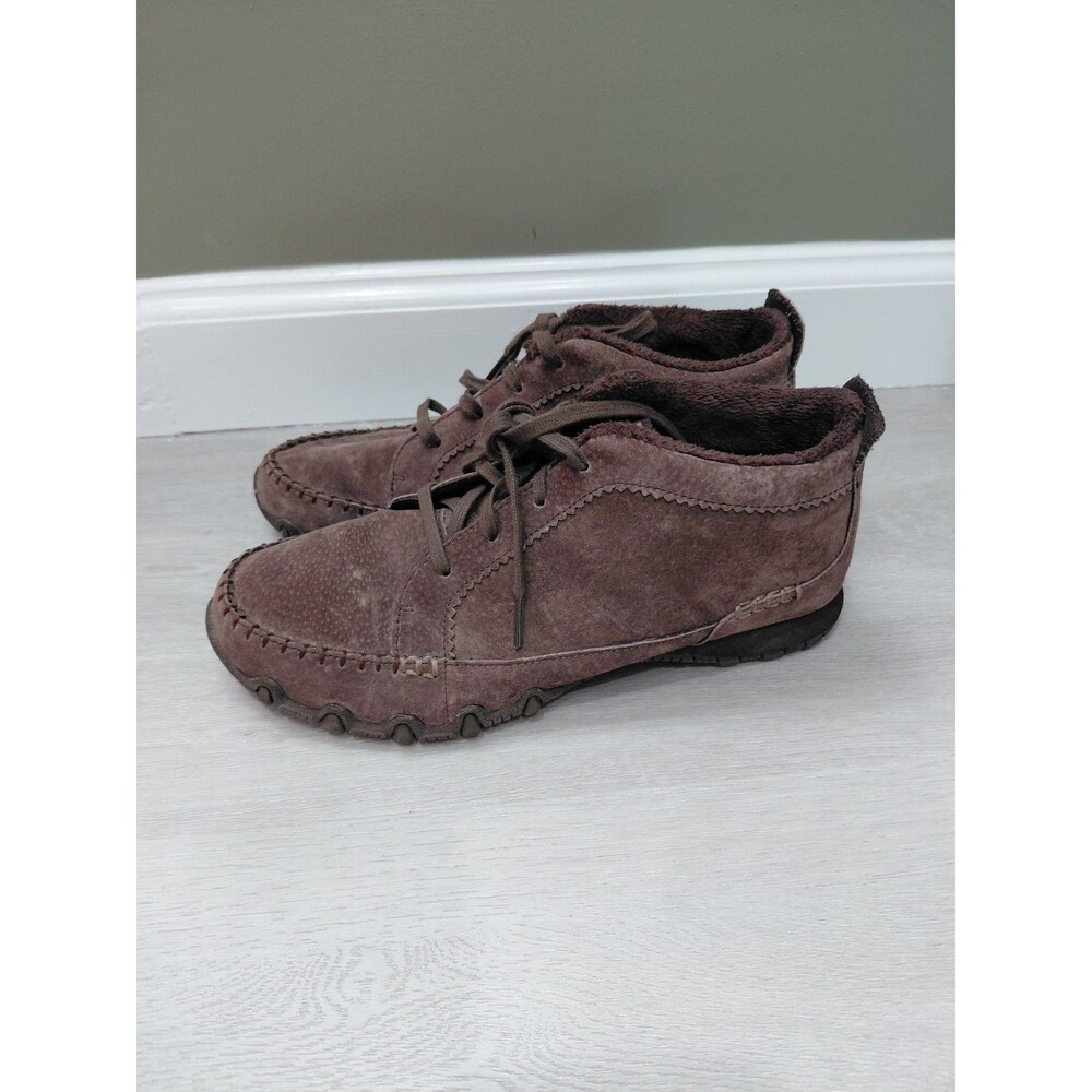 Skechers Bikers Totem Pole Womens 8 Brown Suede Chukka Boots Faux Fur